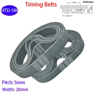 HTD-5M Timing Belts Pitch 5mm Close Loop Rubber Belt Width 20mm 170mm to 3750mm - Picture 1 of 5