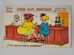Postkarte Montana Snow Slip Inn & Cafe humorvolle Grüße LAFF GRAM Dante Stempel - Bild 1 von 5