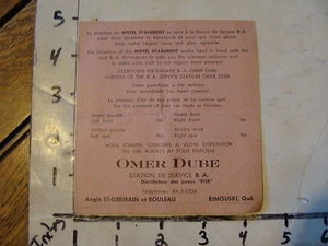Vintage travel memorabilia: OMER DUBE STATION DE SERVICE B.A., QUEBEC - Picture 1 of 2
