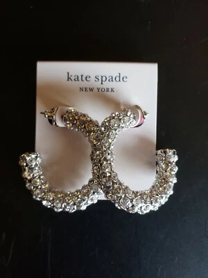 kate spade - Adore Ables - Large Hoop Earrings - Clear/ Silver-  NWT- $88   G15 - Image 1 of 4