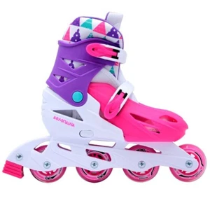 Pattini in linea regolabili ATHLOPAIDIA 3K - fucsia/viola/bianco da 1 a 4 taglia US - Foto 1 di 4