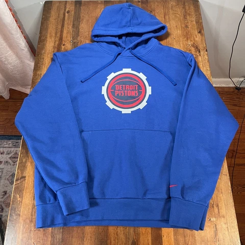 Detroit Pistons Hoodie Mens XL Blue Nike Pullover Sweatshirt NBA Basketball Cover