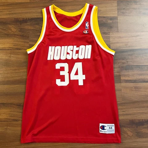 Vintage NBA Champion Houston Rockets Hakeem Olajuwon Jersey Sz 44 Cover