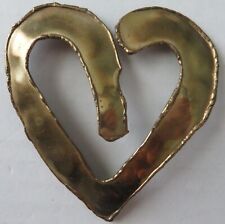 Hand Made Brass Heart Brooch Pin Boho Carefree 