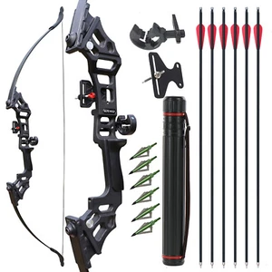 50LBS Archery 51'' Recurve Bow 6*ARROW Arrows Quiver for Hunting Adult Beginner - Picture 1 of 20