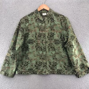 Giacca Chicos donna 2 US 12 verde jacquard floreale seta lino snap up shacket - Foto 1 di 10