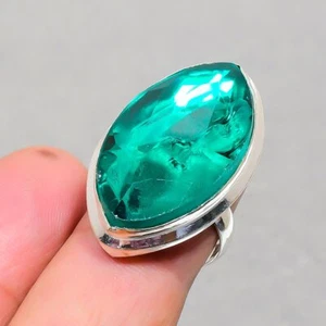 Faceted Apatite Marquise Shape Gemstone Fashion Ethnic Adjustable Jewelry Ring - Picture 1 of 9