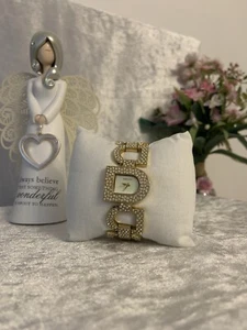 Exquisite DKNY ‘D’ Gold Tone NY3928 Swarovski Crystal Diamanté Watch PRISTINE - Picture 1 of 17