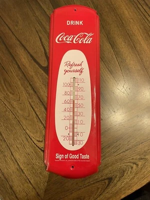 Vintage Coca-Cola retro THERMOMETER Soda Pop ADVERTISING Metal Sign - Image 1 of 4