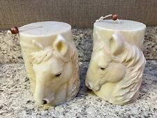 Nature’s Spirits Equestrian Pillar Candle 5.5 in Carved Wax Horse Head Mustangs
