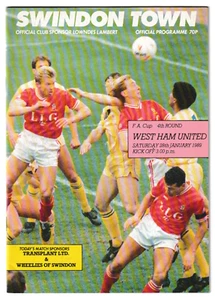 Swindon Town v West Ham United 1988/89 FA Cup 4th Round - Picture 1 of 1