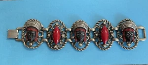Vtg MCM Mid Century Modern SELRO SELINI Blackmoor Princess Face Bracelet 7” - Picture 1 of 6