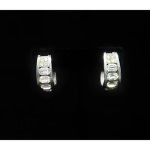 Vintage Vendome Designer silberfarbene klare Strass 1" Clip-On Creolen - Bild 1 von 7