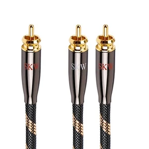 SKW RCA Y Splitter Cable 1 Male to 2 Male Subwoofer Cord, BG Series Ultra-hig... - Picture 1 of 7