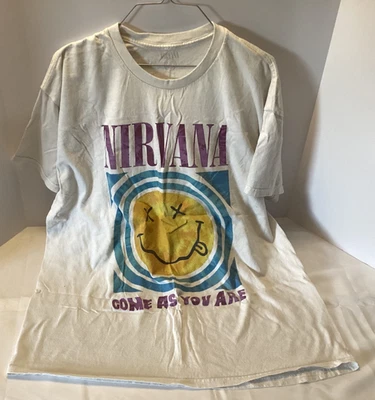 Camiseta Nirvana Come As You Are Smiling Logo Banda Blanca - Talla XL Foto 1 de 3