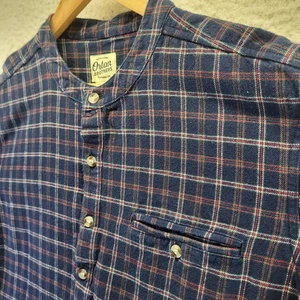 Camisa con botones de franela a cuadros Orton Brothers Vermont para hombre cuello grande con banda azul - Imagen 1 de 18