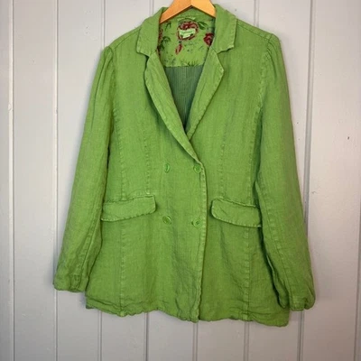 Sundance Oaklee Linen Blazer in Green Tea Size Button Front  XL - Image 1 of 4