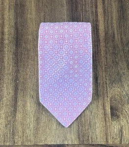 IKE BEHAR New York Silk Tie Designer Geometric Pink W3.75xL58 Made in USA Luxury - Picture 1 of 4