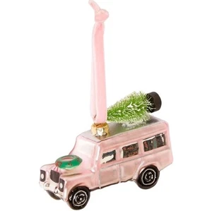 6 x Sprechtische Glas Auto Baumschmuck Weihnachten 4x4 Auto - Rosa (UVP 22,95£!!) - Bild 1 von 1