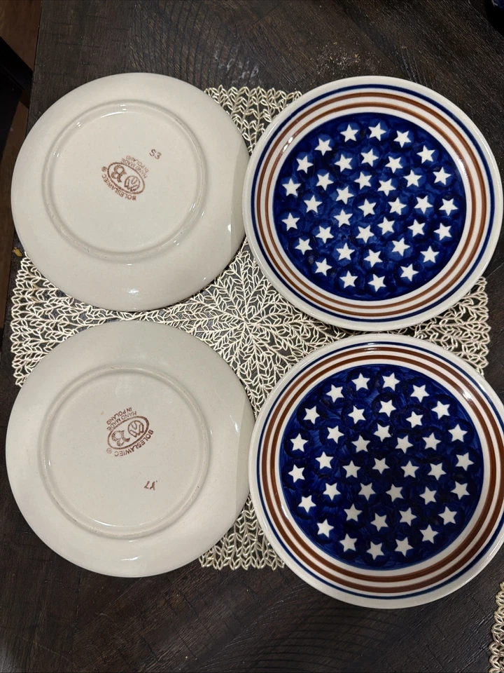 "Juego de 4 platos vintage Boleslawiec 7 1/2"" hechos a mano en Polonia" Foto 1 de 3