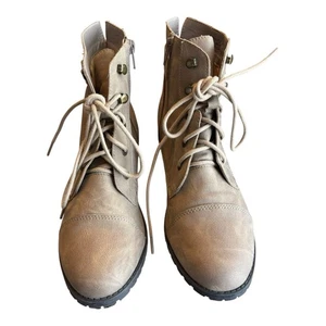 Madden Girl Damen-Booties 8,5 M hellbraun Rancee Combat Schnürung seitlicher Reißverschluss klobiger Absatz - Bild 1 von 9