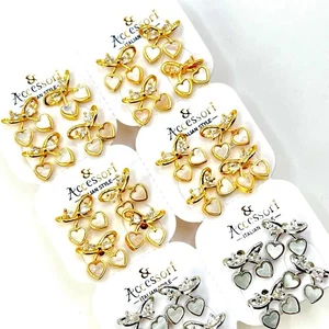 Menge 12 Paar Herz Ohrhänger Gold Silber Hänger Damen Großhandel Schmuck - Bild 1 von 9