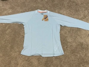 ASICS Women’s Running Shirt Light Blue Large NWT Long Sleeve Thumbholes Winter - Picture 1 of 7