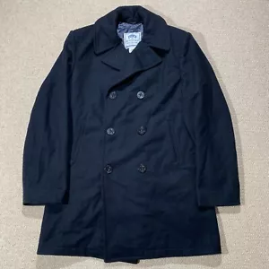 US Navy Pea Coat Herren 44 extra lang schwarz 100% Wolle Quarterdeck DSCP Mantel - Bild 1 von 12