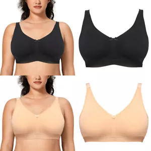 Women's Wireless Bra Comfort Sleep Cotton Plus Size Seamless No Padding Bralette - Picture 1 of 26