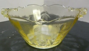 Vintage Lancaster Etched Yellow Depression Glass Handled Bowl 2.44" x 6.5" Excel - Picture 1 of 7