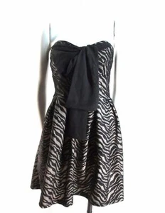 BlueTique schwarz Illusion Spitze trägerlos Cocktail Party Kleid Chiffon Schleife SM d590 - Bild 1 von 6