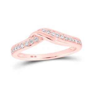 10K Rose Gold Womens Round Diamond Stackable Band Ring 1/6 Cttw - Picture 1 of 2