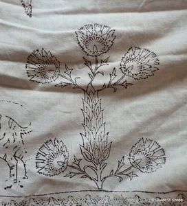 Indischer Kalamkari bedruckter Textil Blockdruck Baumwolle Vintage unvollendet Stern Tiger - Bild 1 von 22