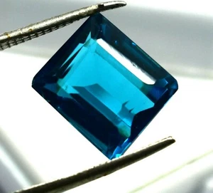 Natural 6.70 CT blue tourmaline loose gemstone Emerald shape From Brazil - Picture 1 of 4