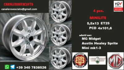 Jantes alliage minilite 13 Austin Healey Sprite MG Midget Innocenti Rover Mini - Photo 1/4