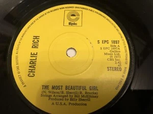 Charlie Rich - The Most Beautiful Girl 7" Vinyl Single Record - Picture 1 of 6