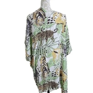 Aerie Swim Coverup Kimono Safari Animal Print Women's One Size - Picture 1 of 5