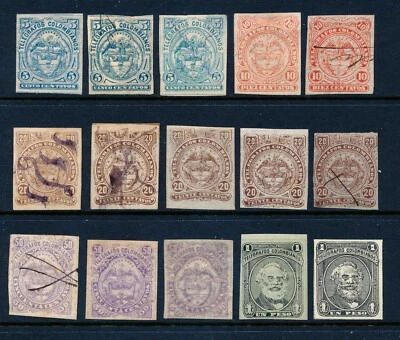 Sellos telegráficos de Columbia, 1882 en su mayoría como nuevos, RH7 - RH13 CV $65+ Foto 1 de 4