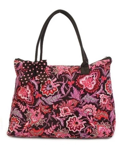 QUILTED FLORAL PATTERN TOTE HANDBAG PURSE QF2705(BRPK) 1150 Monogrammable  - Изображение 1 из 1