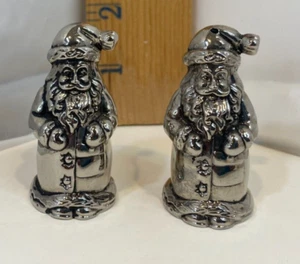 Santa Salt & Pepper Shakers Silver Pewter Color - Picture 1 of 6