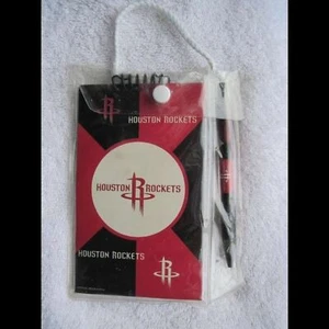 NBA Houston Rockets set cancelleria penna e memo pad plastica borsa da trasporto rosso Tx - Foto 1 di 9