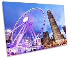 Hong Kong Cityscape Picture SINGLE CANVAS WALL ART Print Blue