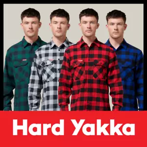 Hard Yakka Foundations Check Flannel Long Sleeve Shirt - Y07295 NEW COLOURS! - Picture 1 of 23