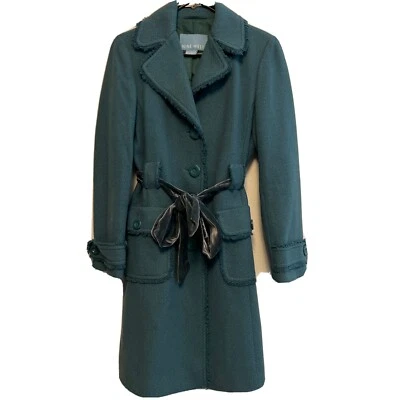Mujer Talla 6 Nine West Chaqueta Abrigo Verde Cinturón Verde Teal Lana Elegante Invierno Terciopelo Foto 1 de 4