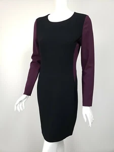 DIANE VON FURSTENBERG Octavia schwarz Aubergine Krepp Etui-Kleid Gr. 6 - Bild 1 von 4