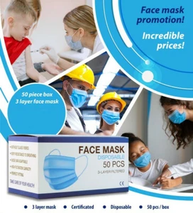 100x Atemschutz-Masken Mundschutz-Masken 3 Lagig Einwegmaske OP-Maske - Bild 1 von 1
