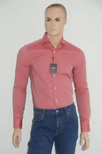 Camisa HUGO BOSS TAILORED, Mod. T-Swain, T. 40 / US 15.7, Slim Fit, Rojo Brillante - Imagen 1 de 7