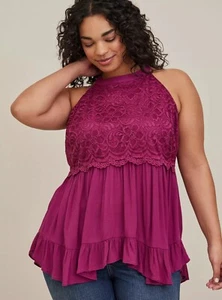Torrid Neu mit Etikett Gr. 4 Babydoll Gaze mit Spitze Neckholder | Online ausverkauft - Bild 1 von 7