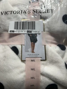 Victoria’s Secret Short Cozy Robe Plush Fleece Warm Size M/L Polka Dots New - Picture 1 of 3