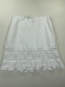 Falda De Colección Y2K Antigua Azul Marino Para Mujer 100% Lino Blanca Costa Cottagecore Campesino 6 - Imagen 1 de 11